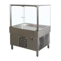 Refrigerating display unit for meat without shelves