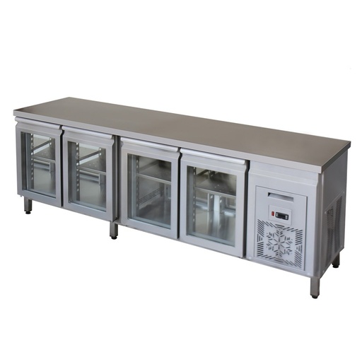 Refrigerating table with double-glazing doors