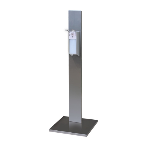 Hand sanitizer stand with elbow dispenser
