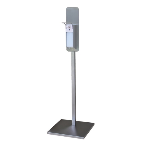 Hand sanitizer stand with elbow dispenser square-tube