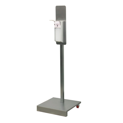 Hand sanitizer stand with elbow dispenser square-tube on wheels