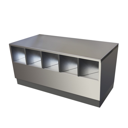Closed stand unit with worktop and dividers