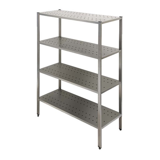 Shelving  with perforated shelves  with tube profiles uprights