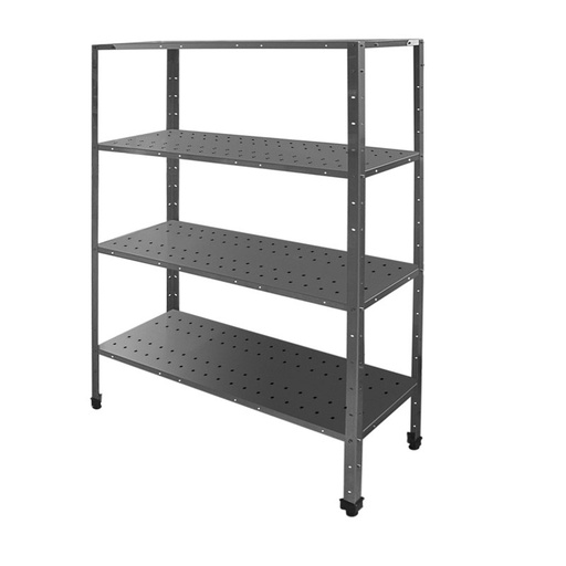 Shelving  with perforated shelves with angle profiles uprights